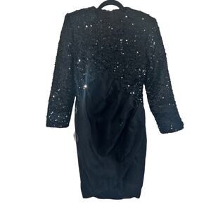 NWT Vintage 1980s Black Sequin Flor Kerr Dress 6 NWT